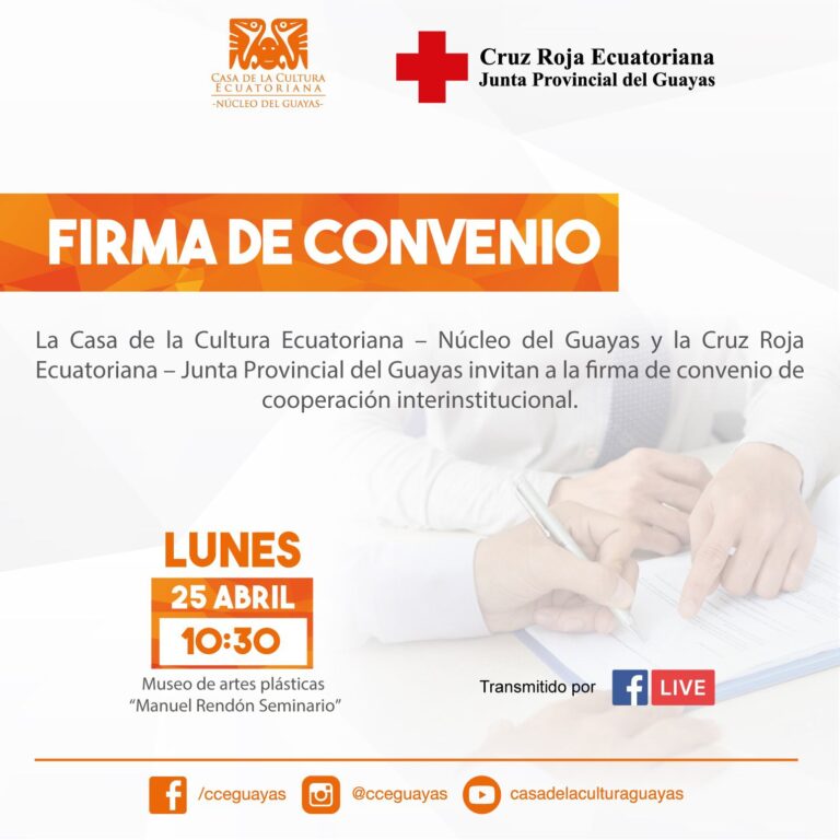 Firma de convenio con la cruz roja ecuatoriana