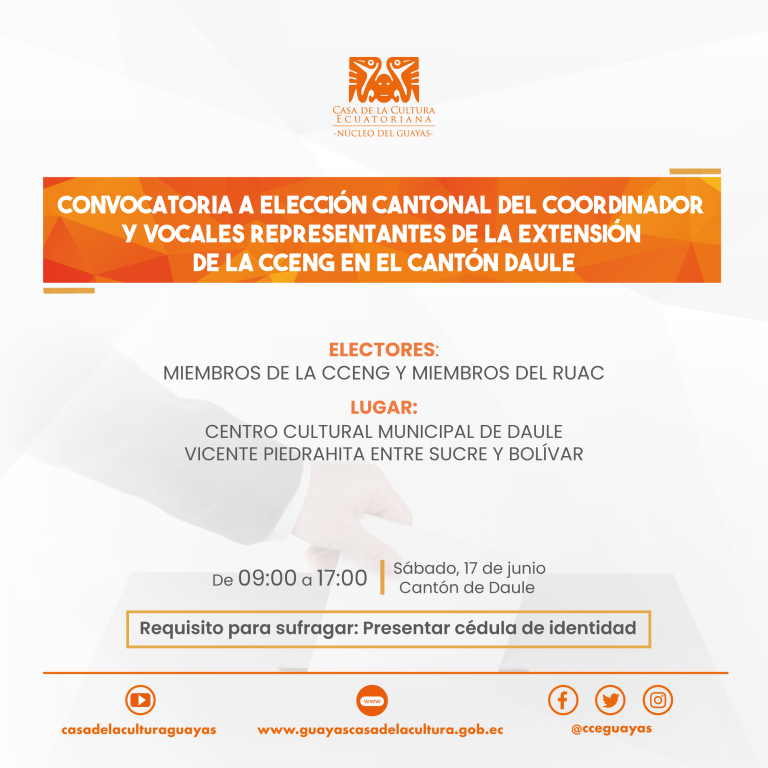 CONVOCATORIA ELECCIONES CANTONALES DAULE